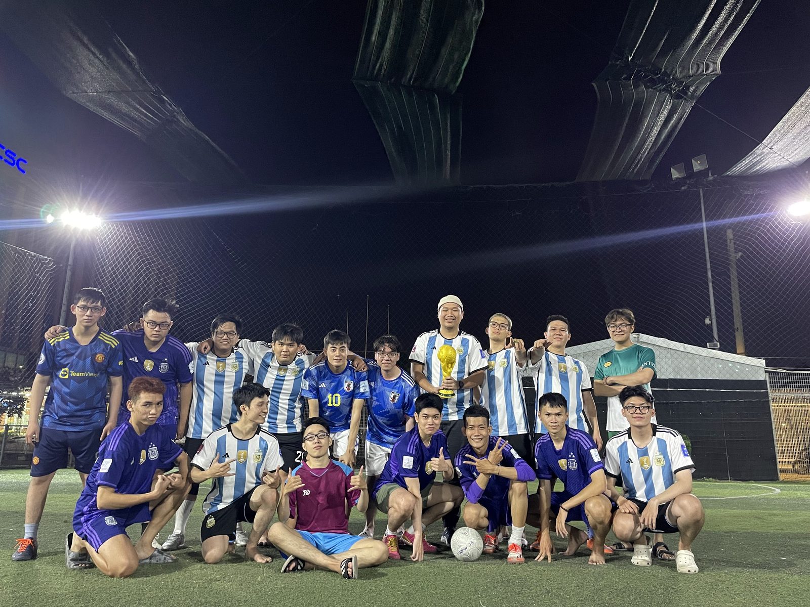 The whole group after a night match with the Runway community